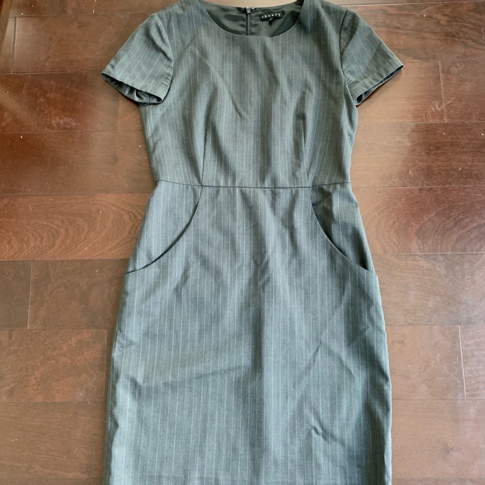 Theory pinstripe above the knee work dress size 2